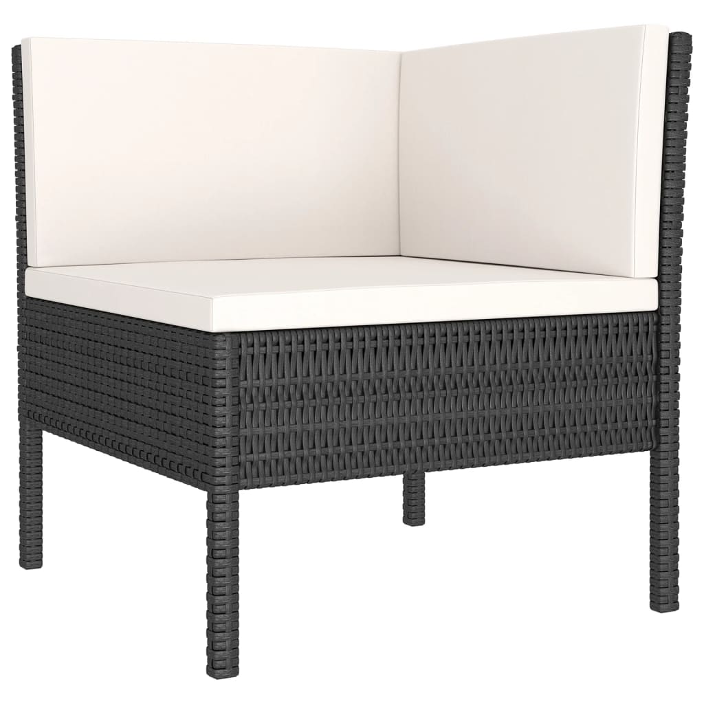 6-delige Loungeset met kussens poly rattan zwart - AllerleiShop