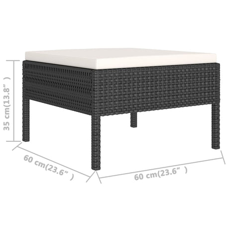 6-delige Loungeset met kussens poly rattan zwart - AllerleiShop
