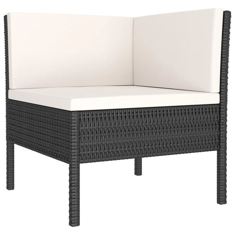 6-delige Loungeset met kussens poly rattan zwart - AllerleiShop