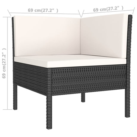 6-delige Loungeset met kussens poly rattan zwart - AllerleiShop