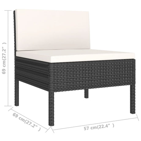 6-delige Loungeset met kussens poly rattan zwart - AllerleiShop
