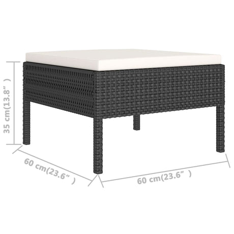 6-delige Loungeset met kussens poly rattan zwart - AllerleiShop