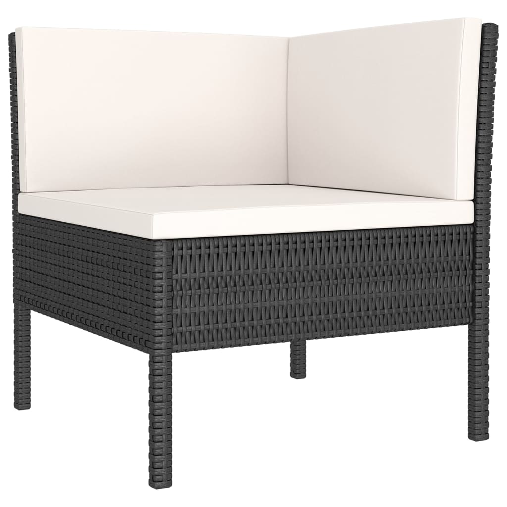 6-delige Loungeset met kussens poly rattan zwart - AllerleiShop