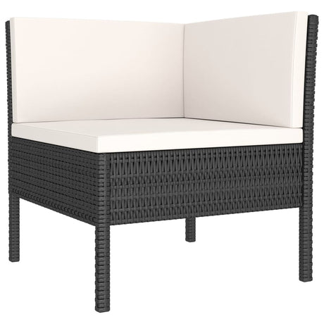 6-delige Loungeset met kussens poly rattan zwart - AllerleiShop