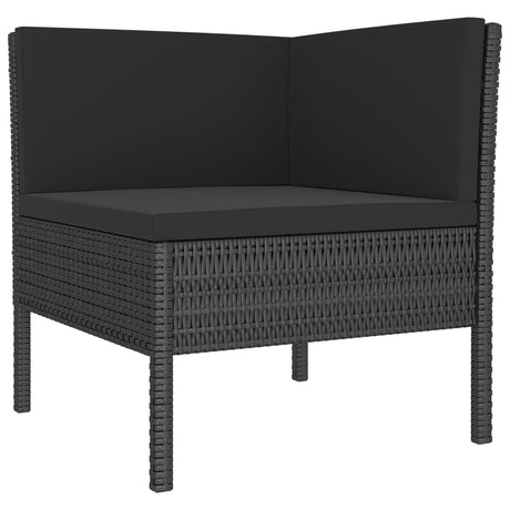 6-delige Loungeset met kussens poly rattan zwart - AllerleiShop