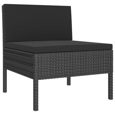 6-delige Loungeset met kussens poly rattan zwart - AllerleiShop