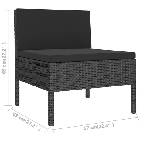 6-delige Loungeset met kussens poly rattan zwart - AllerleiShop