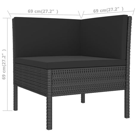 6-delige Loungeset met kussens poly rattan zwart - AllerleiShop