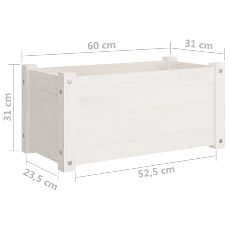 Plantenbak 60x31x31 cm massief grenenhout wit - AllerleiShop