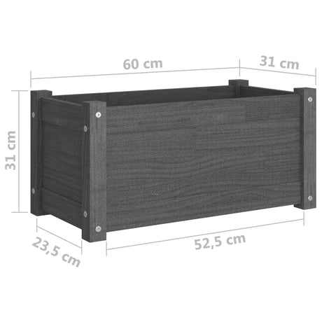 Plantenbak 60x31x31 cm massief grenenhout grijs - AllerleiShop