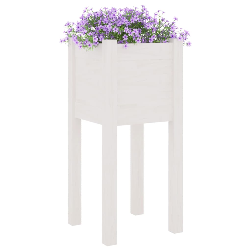 Plantenbak 31x31x70 cm massief grenenhout wit - AllerleiShop