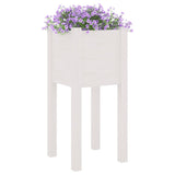 Plantenbakken 2 st 31x31x70 cm massief grenenhout wit - AllerleiShop