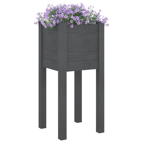 Plantenbak 31x31x70 cm massief grenenhout grijs - AllerleiShop