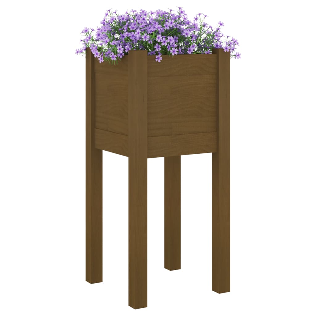 Plantenbak 31x31x70 cm massief grenenhout honingbruin - AllerleiShop