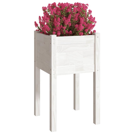 Plantenbakken 2 st 40x40x70 cm massief grenenhout wit - AllerleiShop