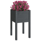 Plantenbakken 2 st 40x40x70 cm massief grenenhout grijs - AllerleiShop