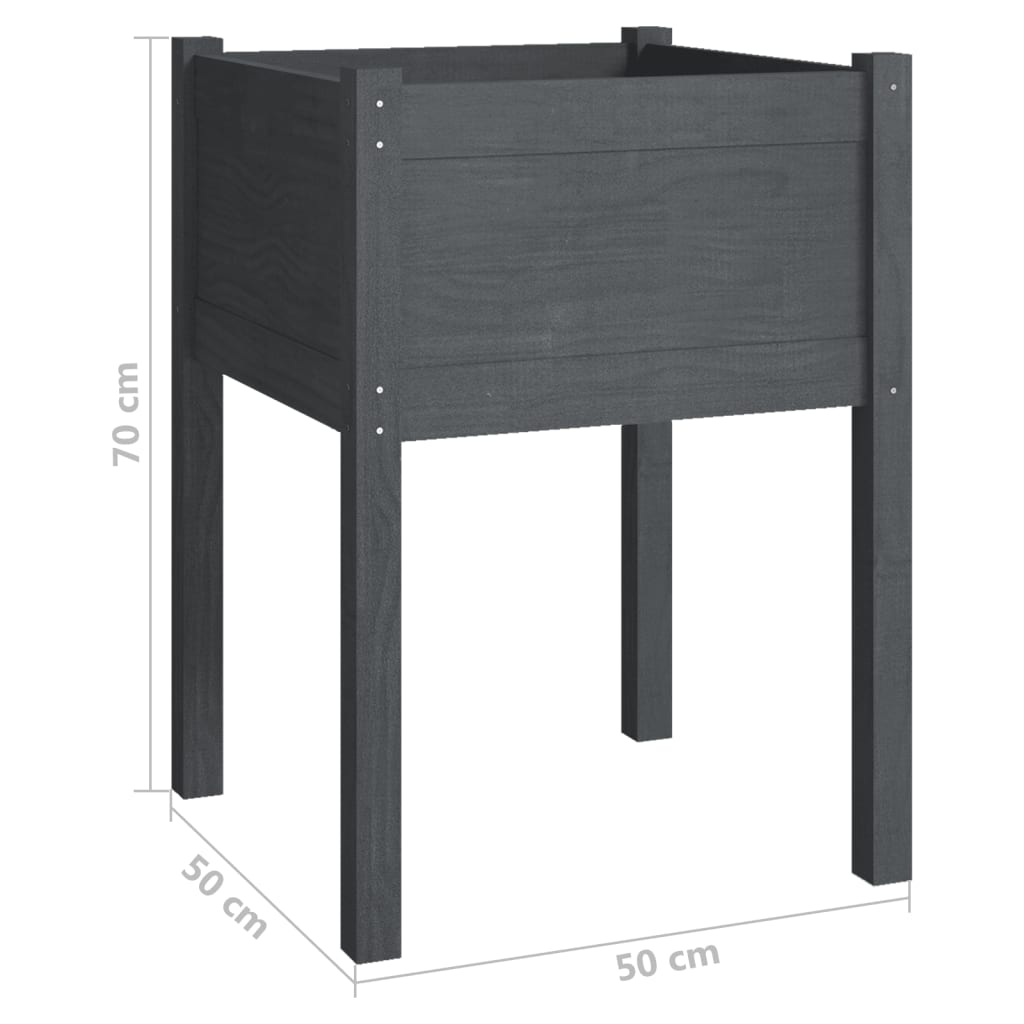 Plantenbak 50x50x70 cm massief grenenhout grijs - AllerleiShop