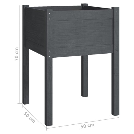 Plantenbak 50x50x70 cm massief grenenhout grijs - AllerleiShop