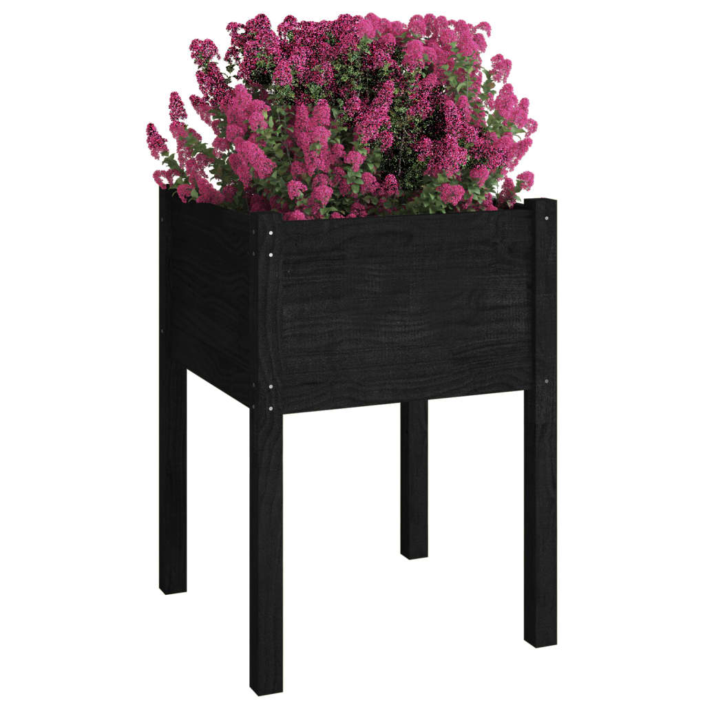 Plantenbak 50x50x70 cm massief grenenhout zwart - AllerleiShop