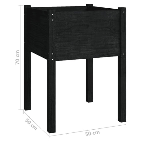 Plantenbak 50x50x70 cm massief grenenhout zwart - AllerleiShop