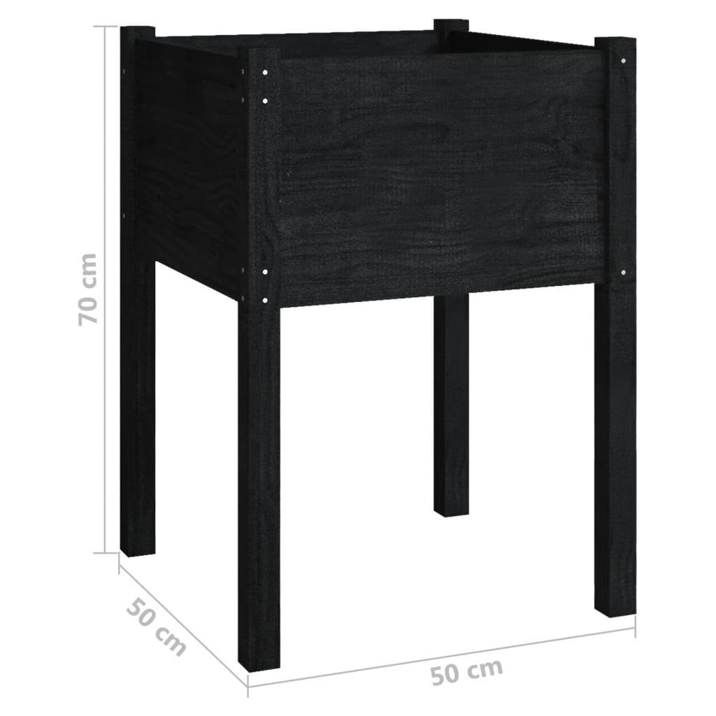 Plantenbakken 2 st 50x50x70 cm massief grenenhout zwart - AllerleiShop