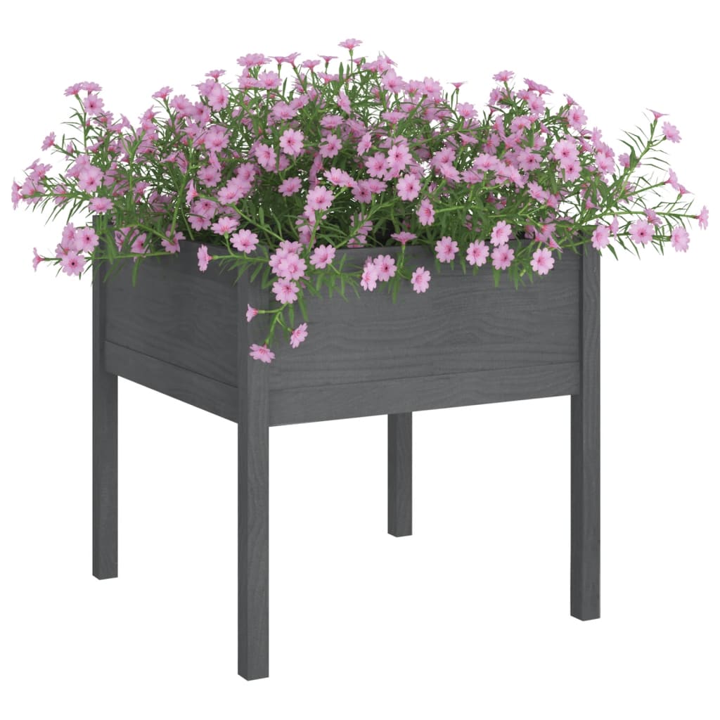 Plantenbak 70x70x70 cm massief grenenhout grijs - AllerleiShop