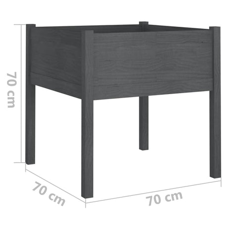 Plantenbak 70x70x70 cm massief grenenhout grijs - AllerleiShop