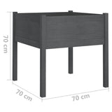 Plantenbakken 2 st 70x70x70 cm massief grenenhout grijs - AllerleiShop