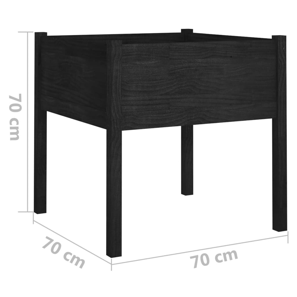 Plantenbakken 2 st 70x70x70 cm massief grenenhout zwart - AllerleiShop