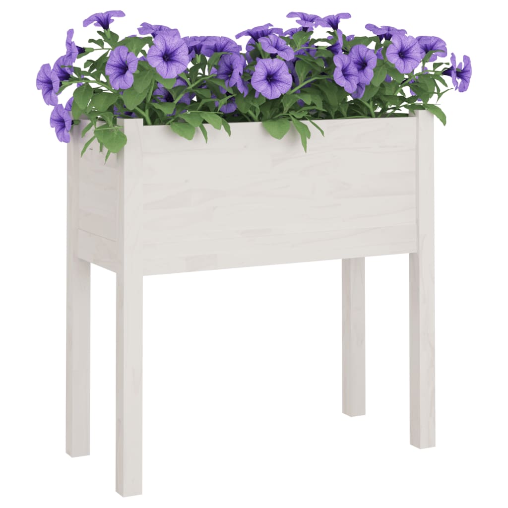 Plantenbakken 2 st 70x31x70 cm massief grenenhout wit - AllerleiShop