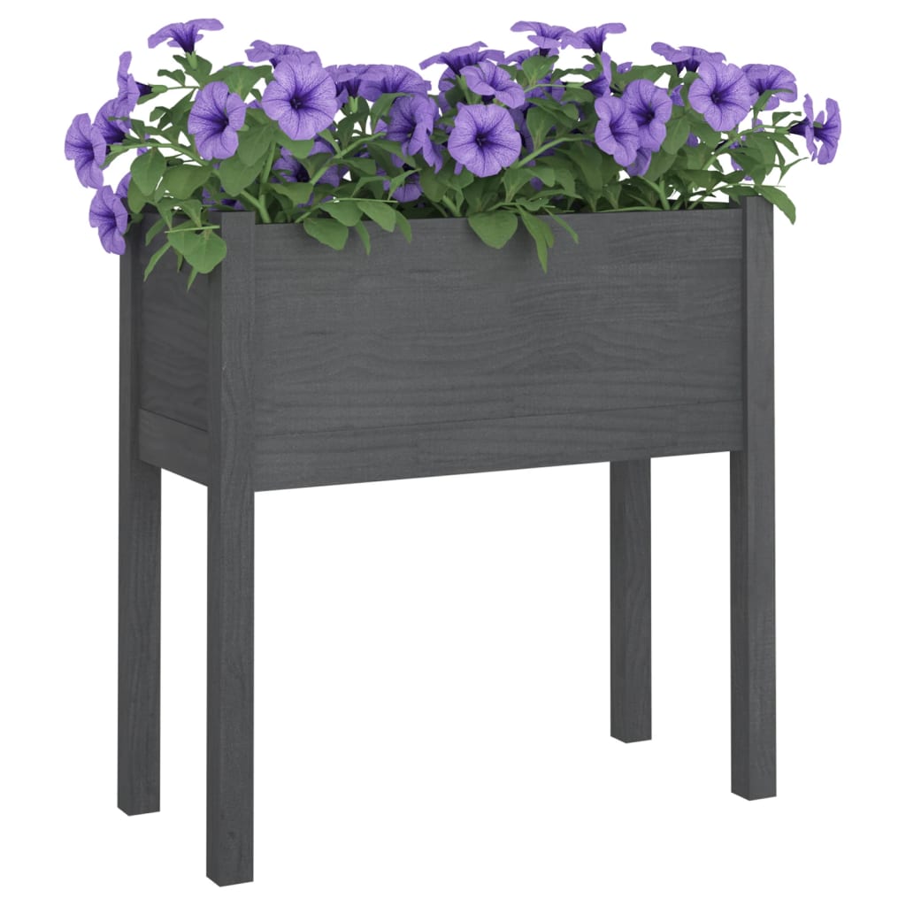 Plantenbak 70x31x70 cm massief grenenhout grijs - AllerleiShop