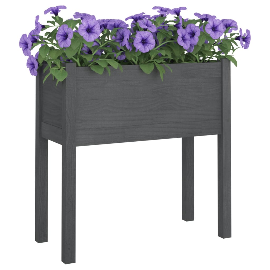 Plantenbakken 2 st 70x31x70 cm massief grenenhout grijs - AllerleiShop