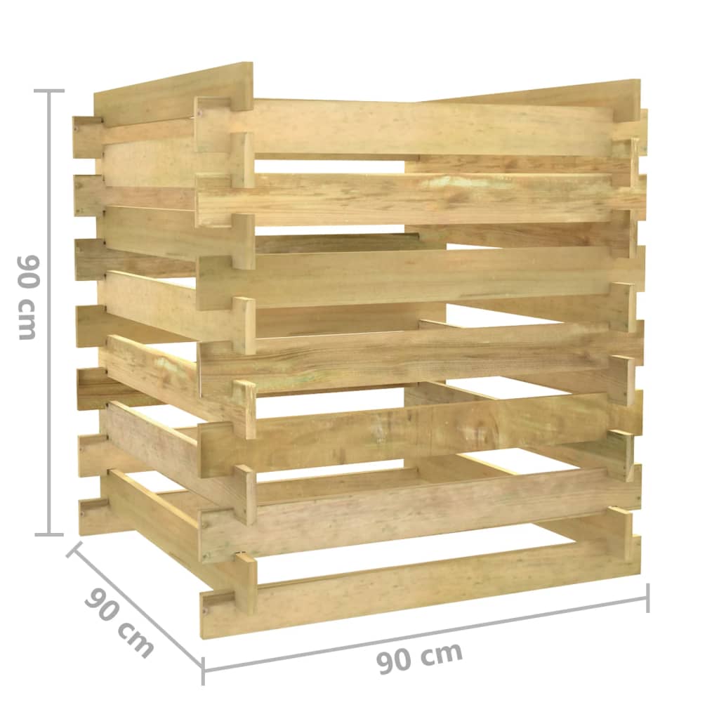 Tuincompostbak gelat 90x90x90 cm geïmpregneerd grenenhout