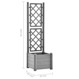 Plantenbak met latwerk 43x43x142 cm PP steengrijs