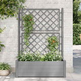 Plantenbak met latwerk 100x43x142 cm PP-steen grijs