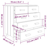 Dressoir HAMAR 79x40x80 cm massief grenenhout lichtgrijs - AllerleiShop