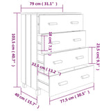 Dressoir HAMAR 79x40x103,5 cm massief grenenhout donkergrijs - AllerleiShop