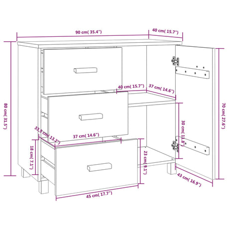 Dressoir HAMAR 90x40x80 cm massief grenenhout honingbruin - AllerleiShop