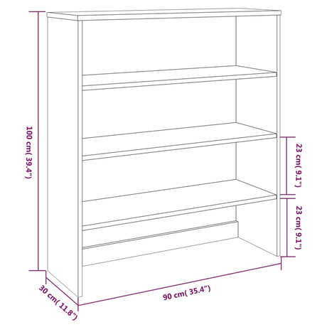 Opzetkast HAMAR 90x30x100 cm massief grenenhout donkergrijs - AllerleiShop