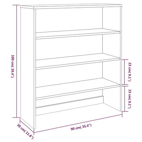 Opzetkast HAMAR 90x30x100 cm massief grenenhout lichtgrijs - AllerleiShop