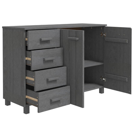 Dressoir HAMAR 113x40x80 cm massief grenenhout donkergrijs - AllerleiShop