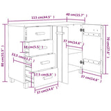 Dressoir HAMAR 113x40x80 cm massief grenenhout lichtgrijs - AllerleiShop