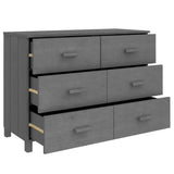 Dressoir HAMAR 113x40x80 cm massief grenenhout donkergrijs - AllerleiShop