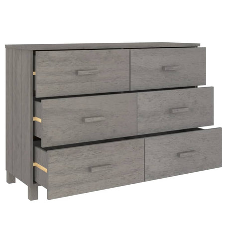 Dressoir HAMAR 113x40x80 cm massief grenenhout lichtgrijs - AllerleiShop