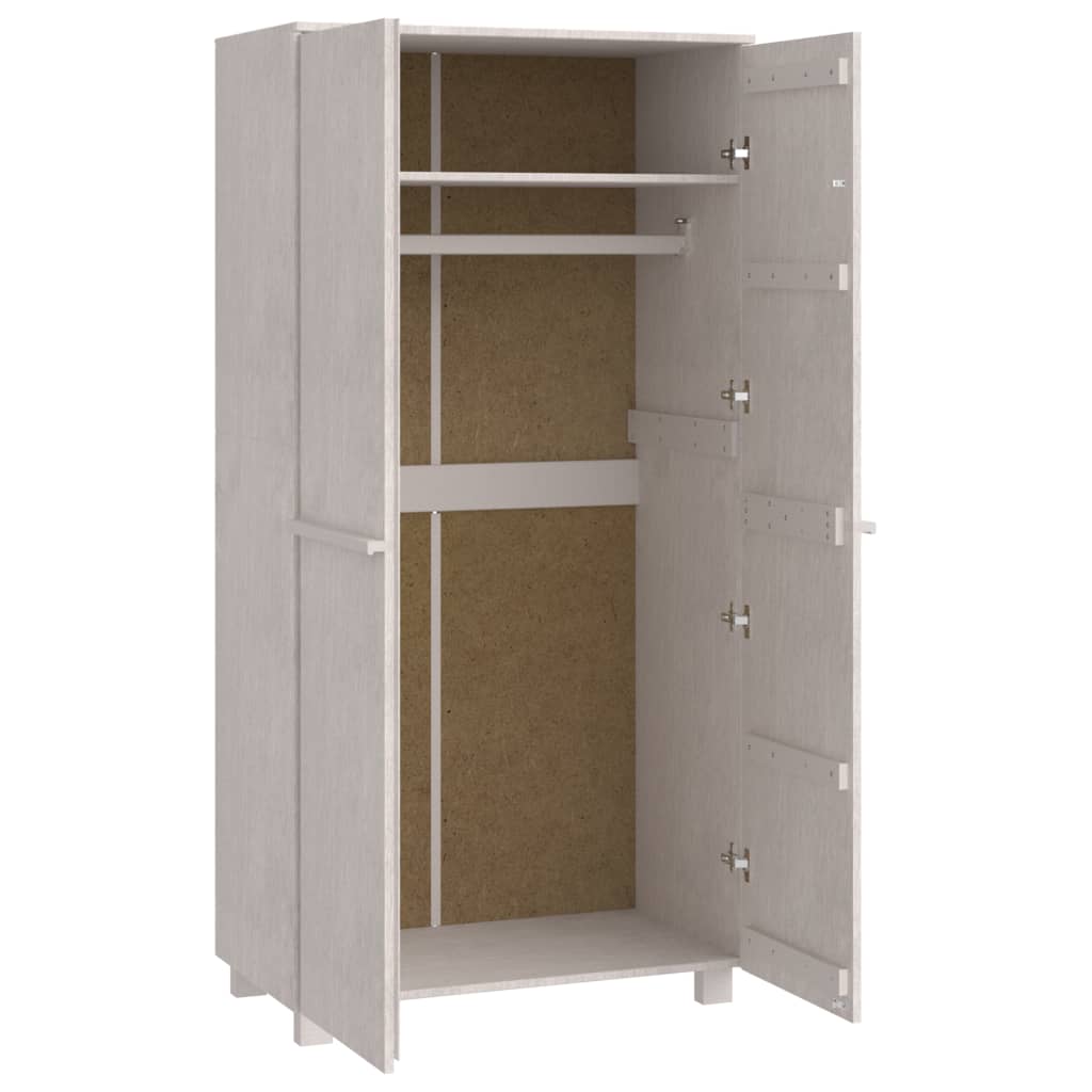 Kledingkast HAMAR 89x50x180 cm massief grenenhout wit - AllerleiShop