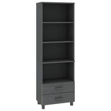 Hoge kast HAMAR 60x35x180 cm massief grenenhout donkergrijs - AllerleiShop