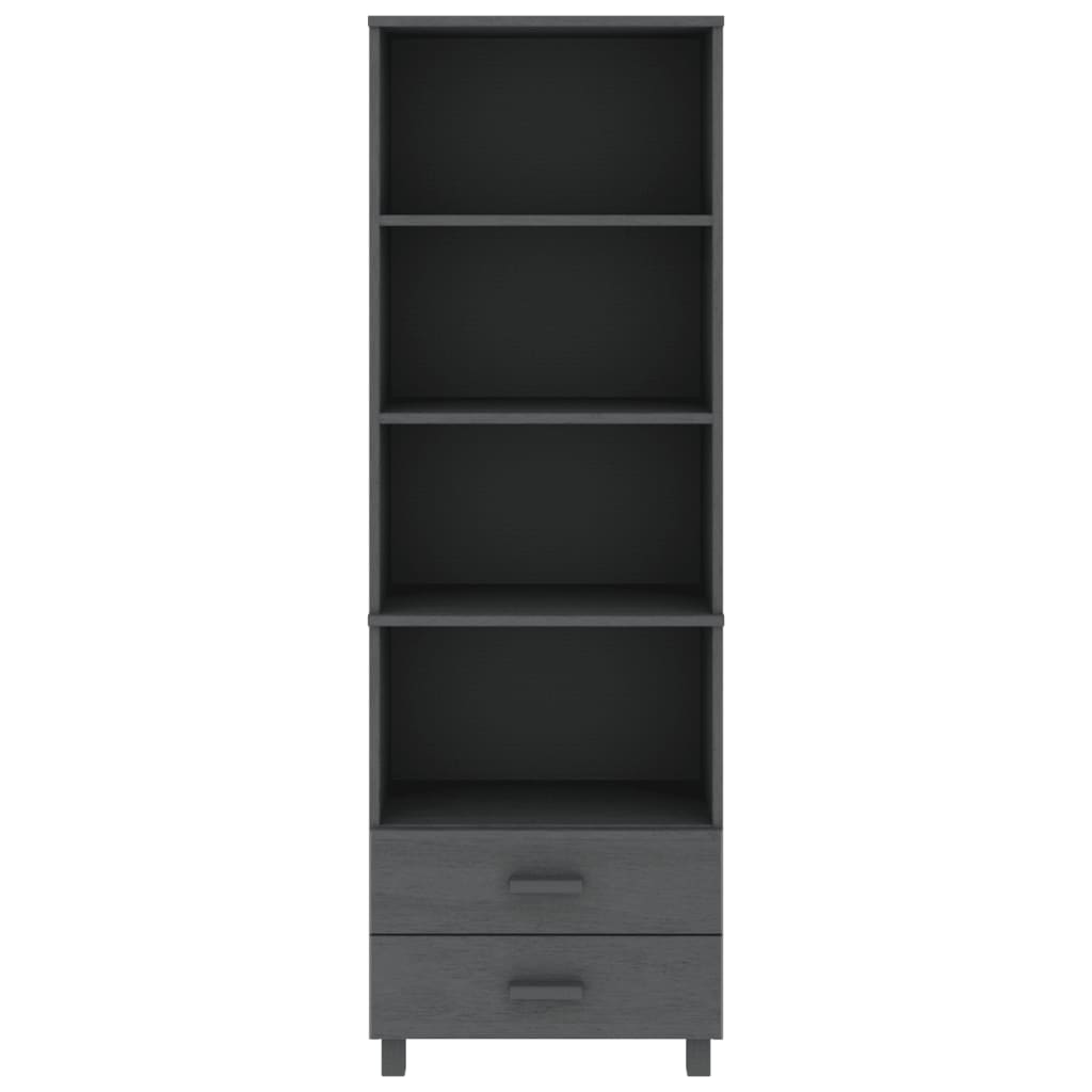 Hoge kast HAMAR 60x35x180 cm massief grenenhout donkergrijs - AllerleiShop