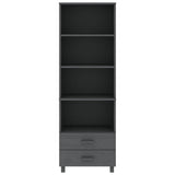 Hoge kast HAMAR 60x35x180 cm massief grenenhout donkergrijs - AllerleiShop