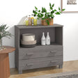 Dressoir HAMAR 85x35x80 cm massief grenenhout lichtgrijs - AllerleiShop