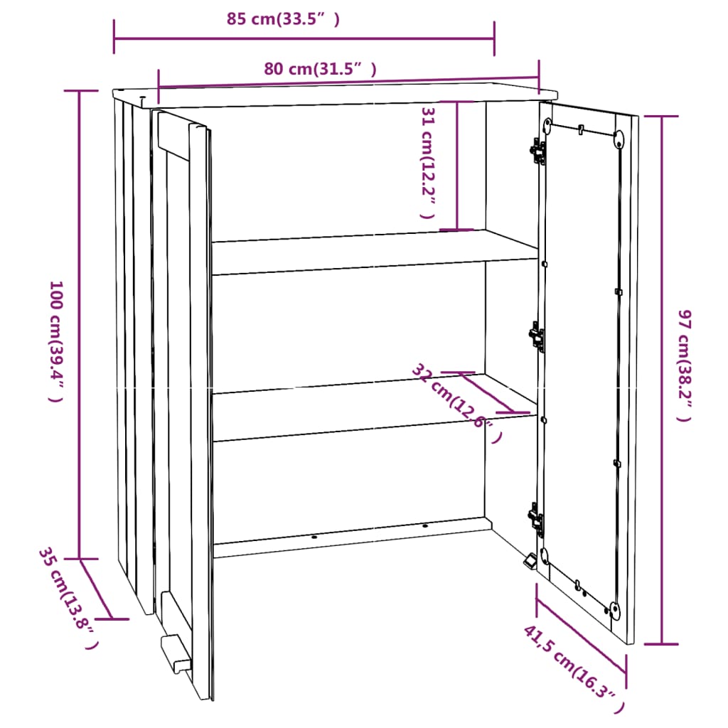 Opzetkast HAMAR 85x35x100 cm massief grenenhout honingbruin - AllerleiShop